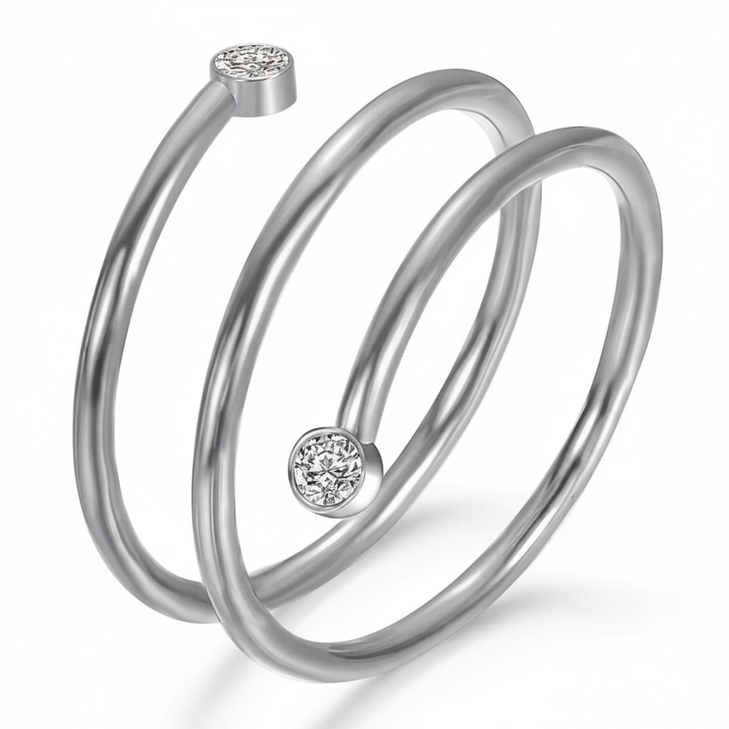 Anillo de acero inoxidable con Piedra Brillante